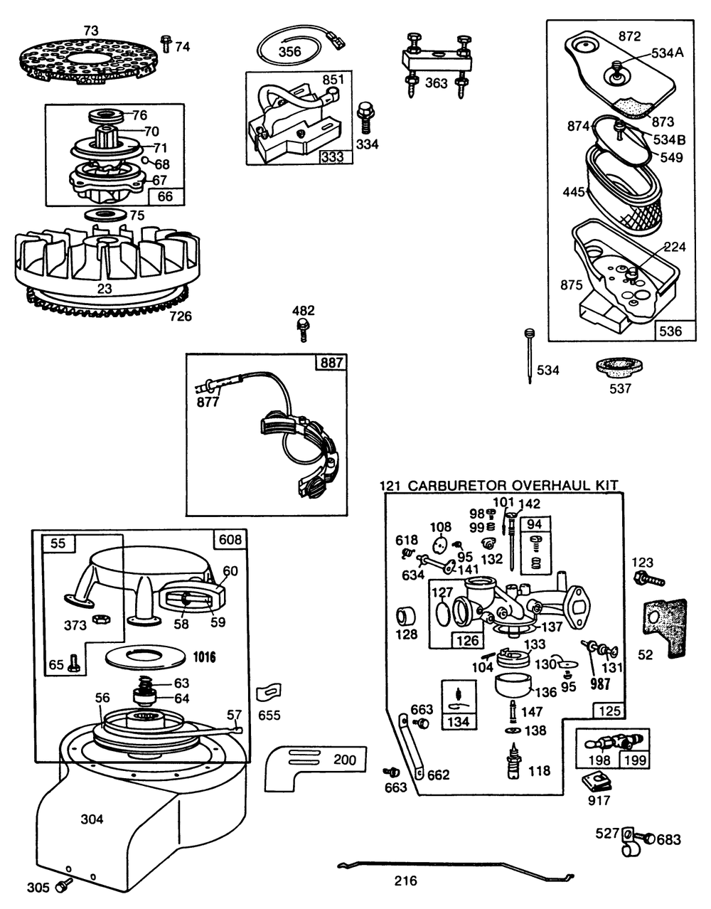 Engine Briggs & Stratton Model No. 193707-0152-01 (Continued) 8 H.P. Rear Engine Rider Electric Model 56150 Diagram and Parts List for 56150 7000001 - 7999999 Toro Lawn Tractor