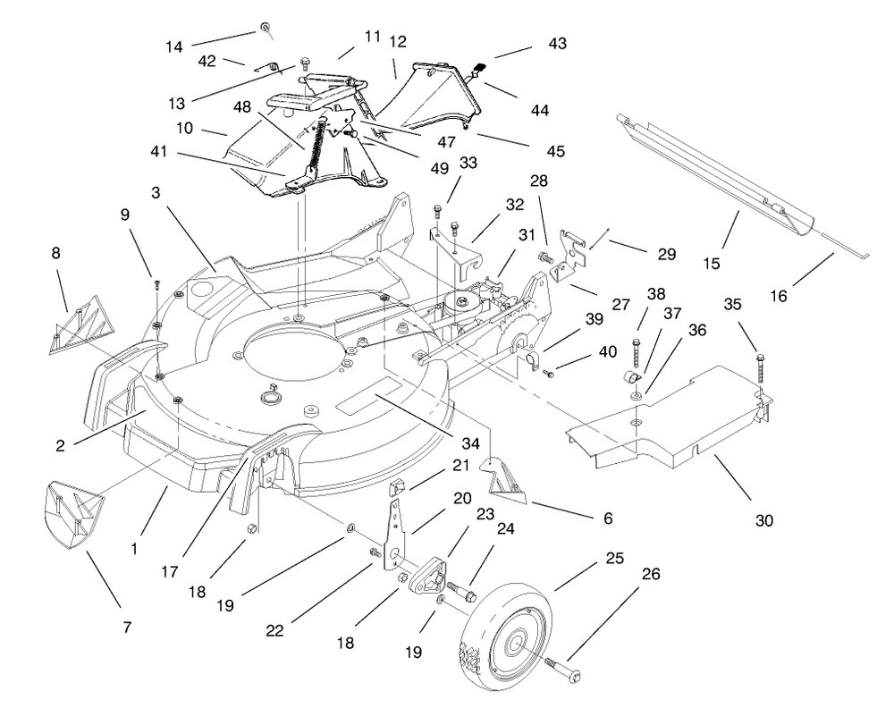 Housing Assembly Diagram and Parts List for 20480 7900001 - 7999999 Toro Lawn Mower