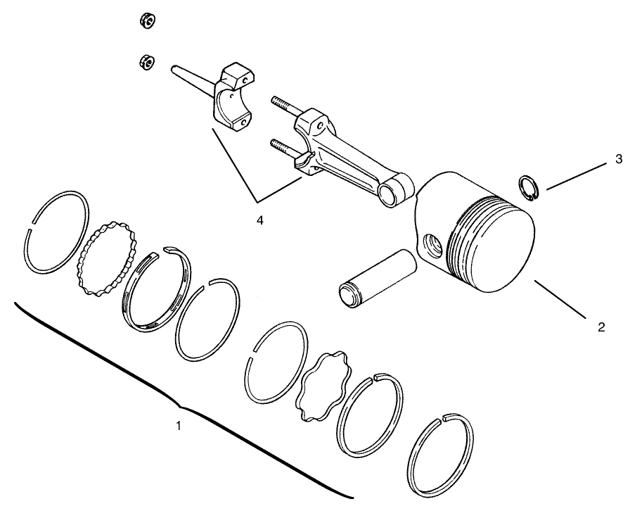 Piston And Rings Diagram and Parts List for 73363 7900001 - 7999999 Toro Lawn Tractor