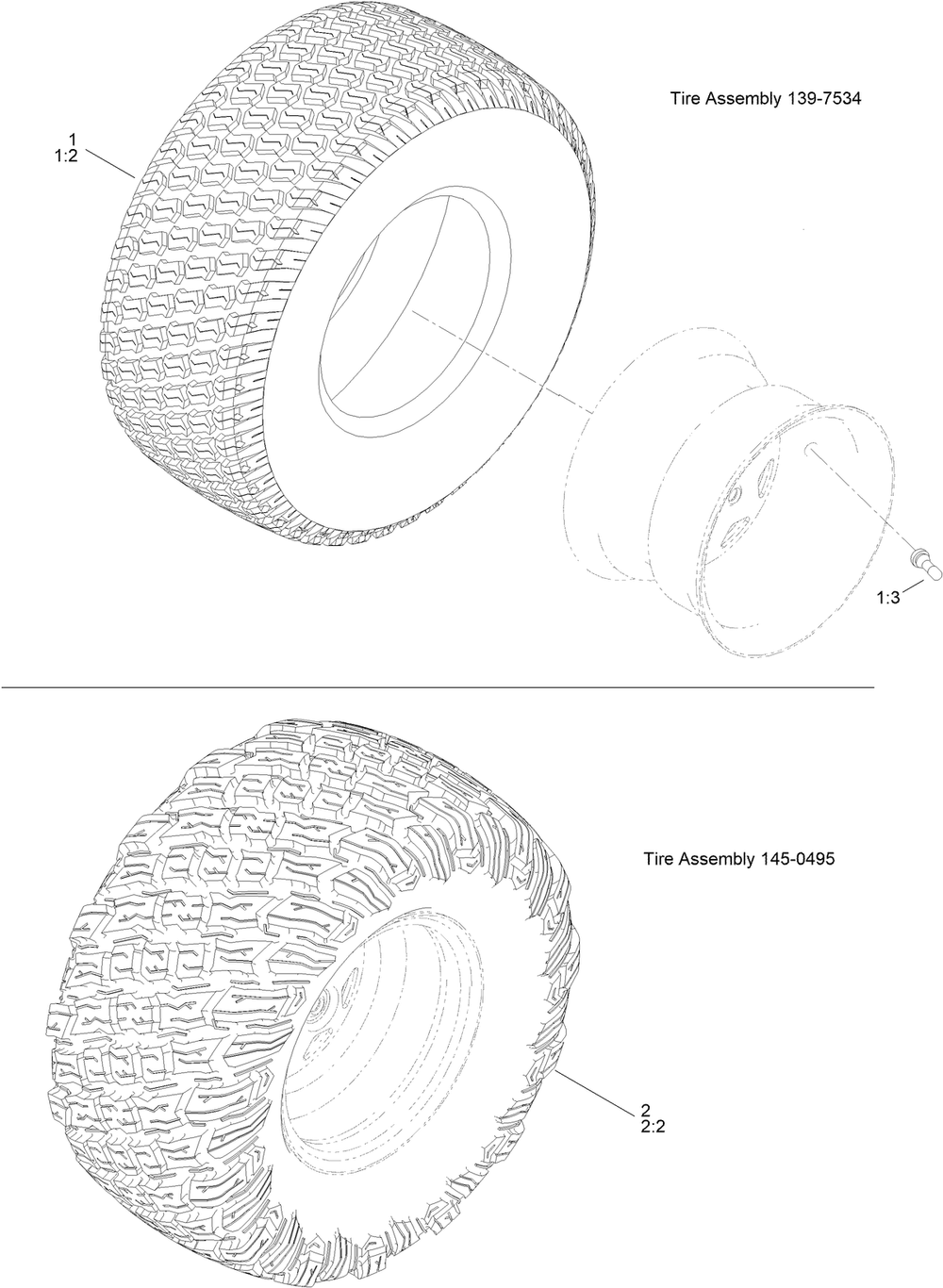 Tire Assembly Diagram and Parts List for 75315 411600000 - 411643471 Toro Lawn Tractor