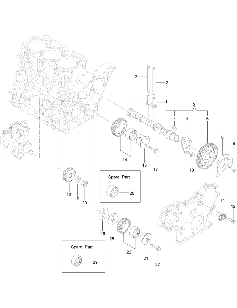 Camshaft And Driving Gear Assembly Diagram and Parts List for 72098 413000000 - 999999999 Toro Lawn Tractor