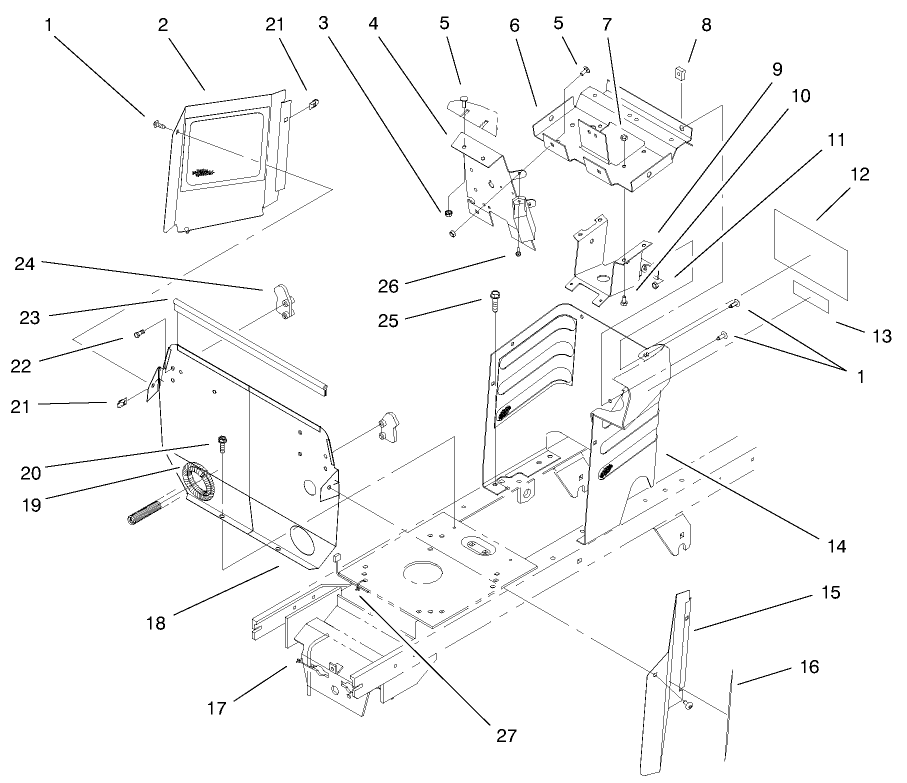 Hoodstand & Firewall Assembly Diagram and Parts List for 72086 9900001 - 9999999 Toro Lawn Tractor