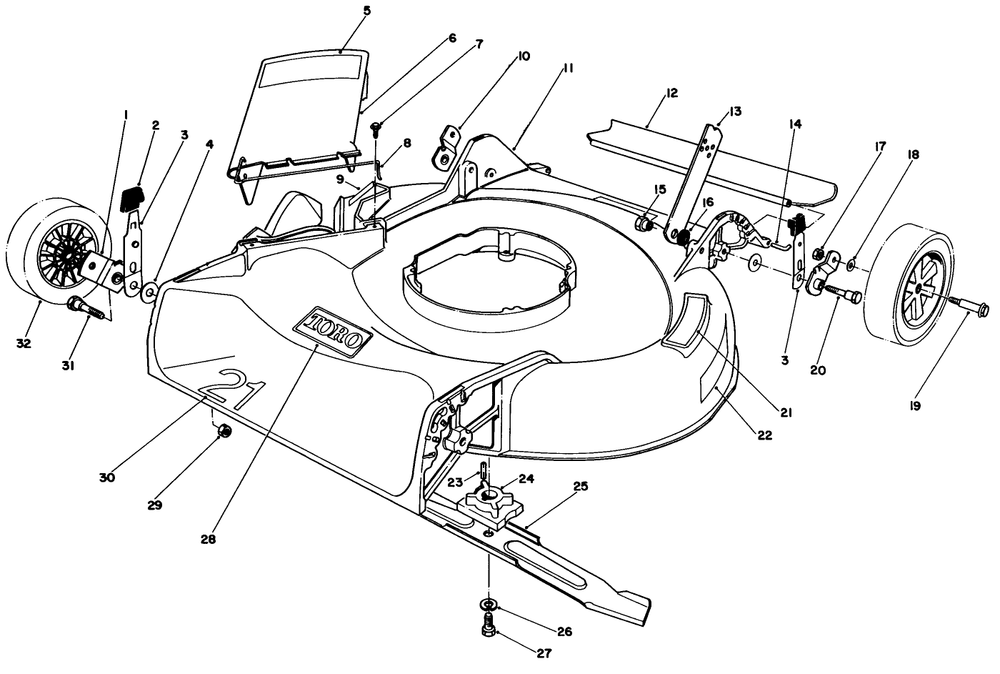 Housing Assembly Diagram and Parts List for 16330 3000001 - 3999999 Toro Lawn Mower