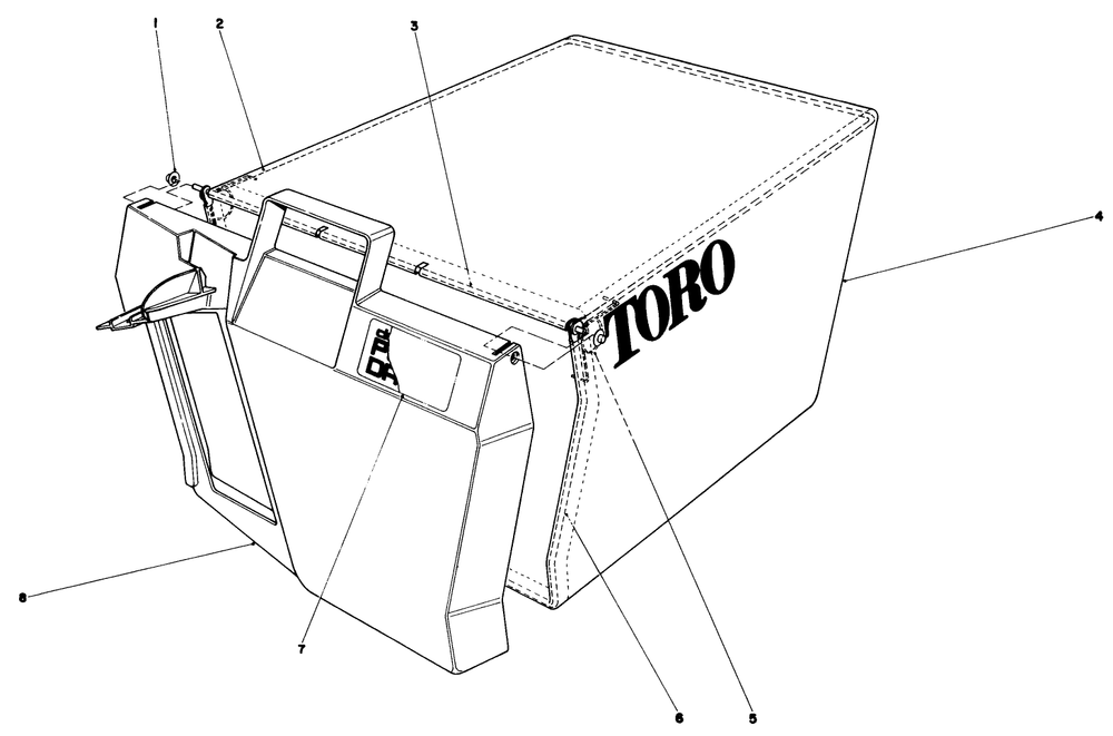 Grass Bag Assembly Diagram and Parts List for 20810 9000001 - 9999999 Toro Lawn Mower
