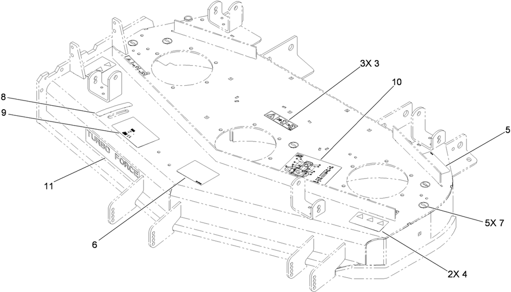 Deck Decal Assembly Diagram and Parts List for 74450TE (290000001-290999999)(2009) Toro Lawn Mower