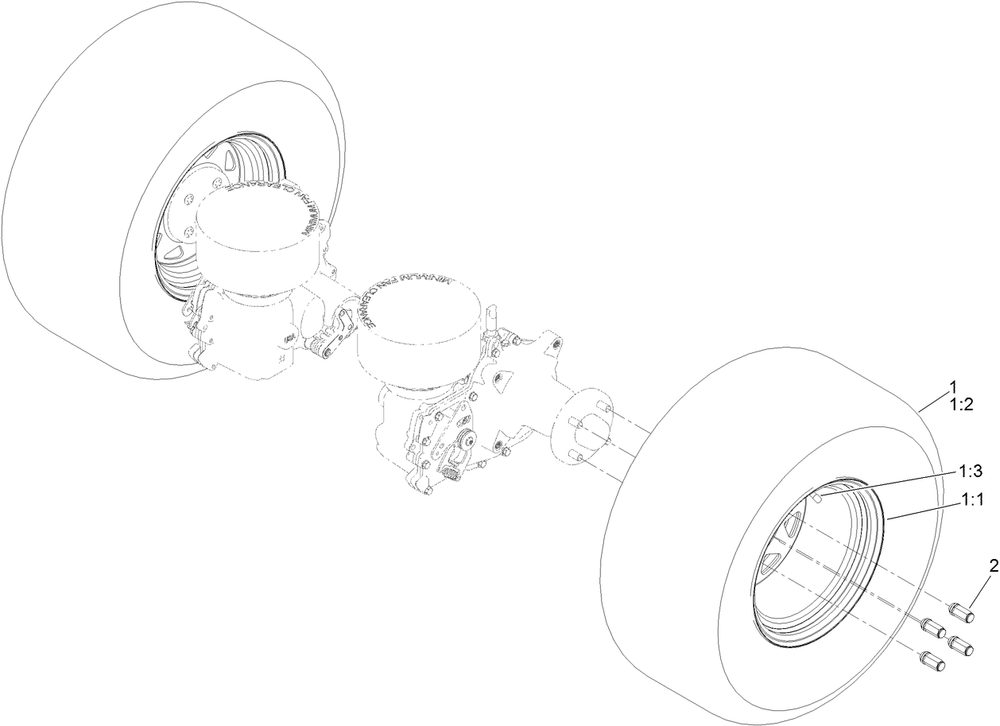 Rear Wheel Assembly Diagram and Parts List for 74024 417400000 - 418029251 Toro Lawn Tractor