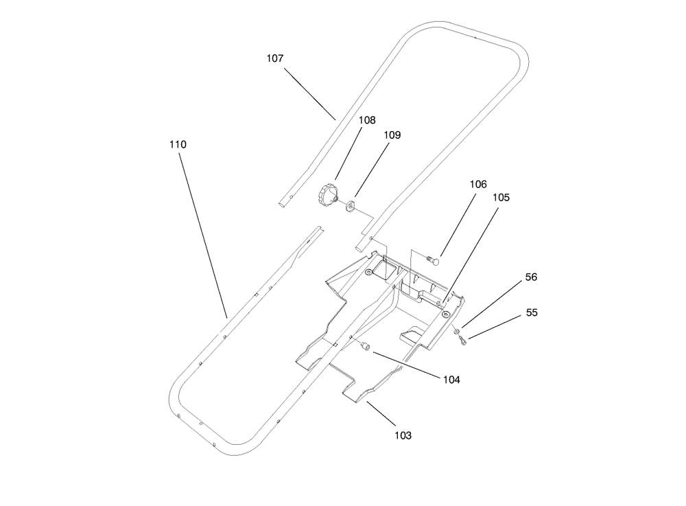 Handle Assembly Diagram and Parts List for 38170 8900001 - 8999999 Toro Snow Blower