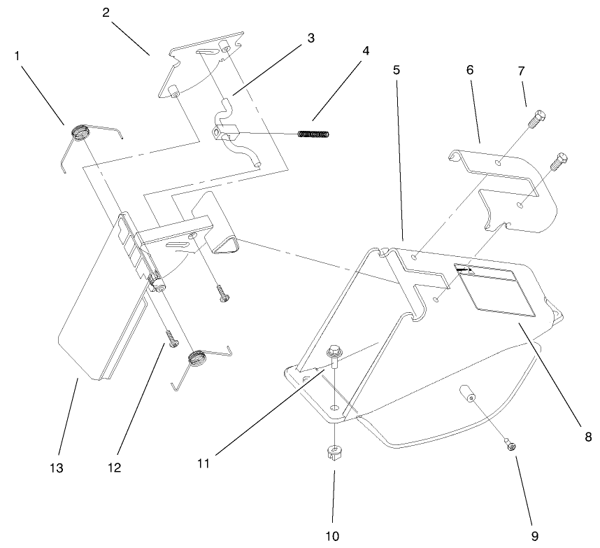 Discharge Door Assembly Diagram and Parts List for 20651 9900001 - 9999999 Toro Lawn Mower