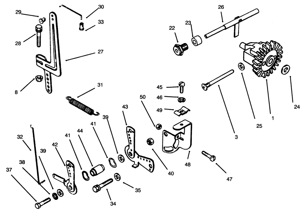 Governor Linkage Diagram and Parts List for 73363 6900001 - 6999999 Toro Lawn Tractor