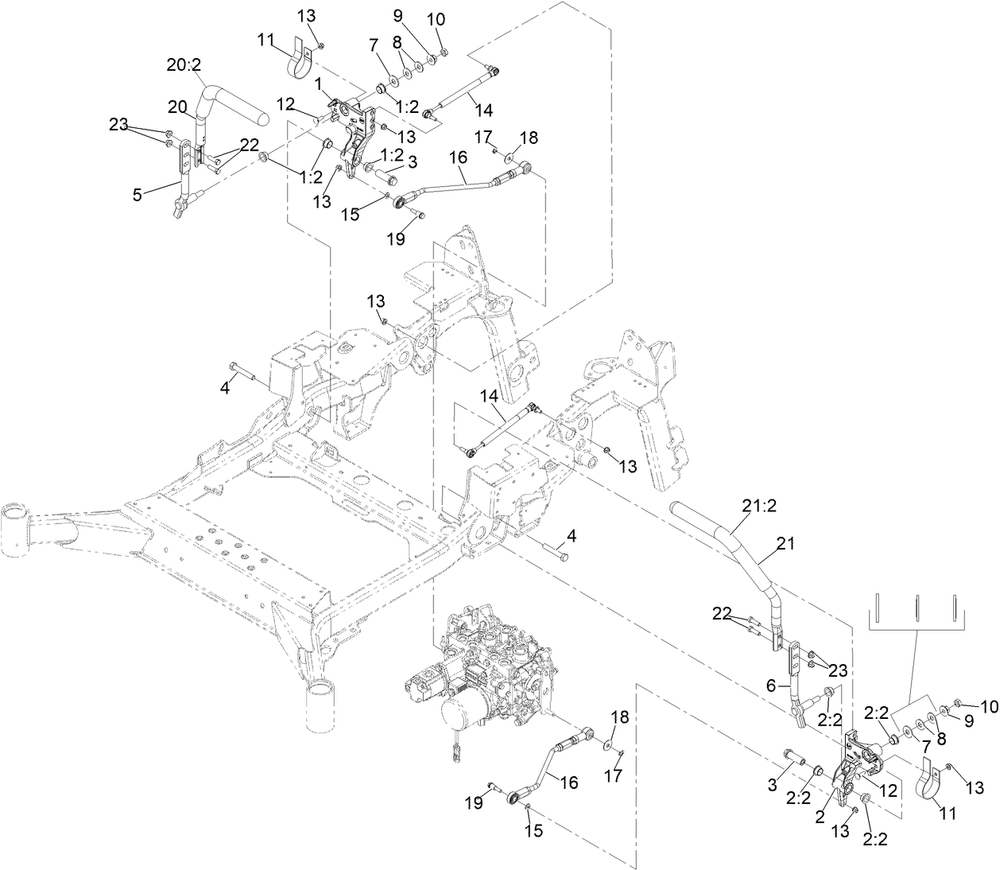 Motion Control Assembly Diagram and Parts List for 72098 413000000 - 999999999 Toro Lawn Tractor