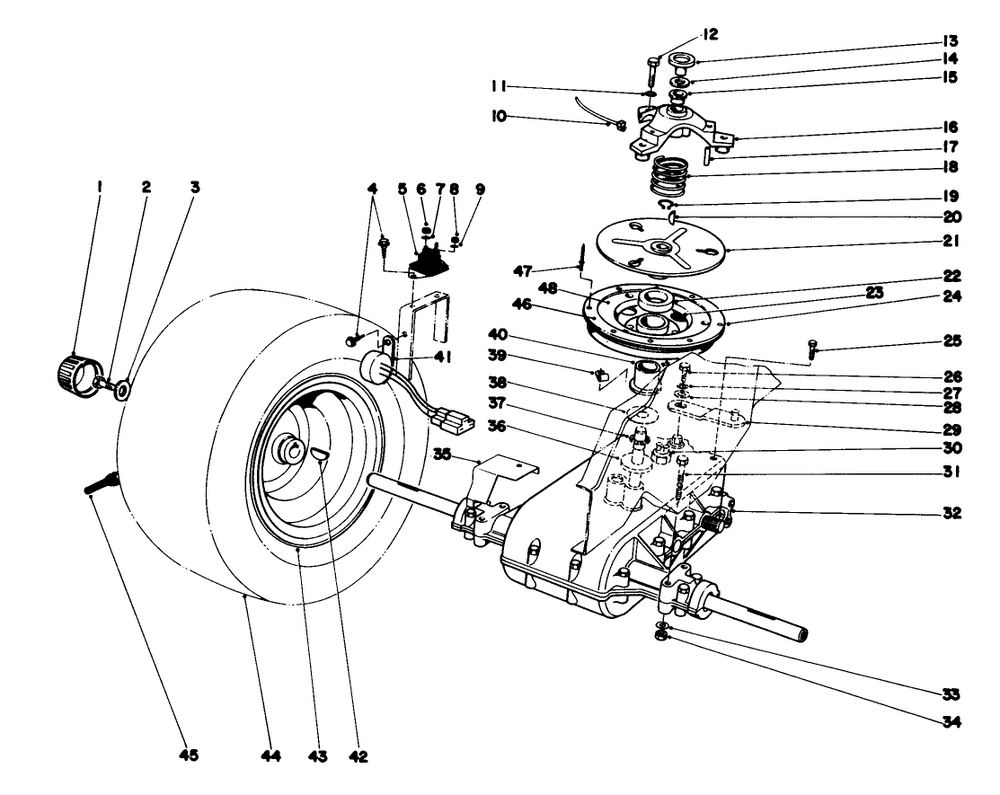 Transaxle & Clutch Assembly Diagram and Parts List for 57356 8000001 - 8999999 Toro Lawn Tractor
