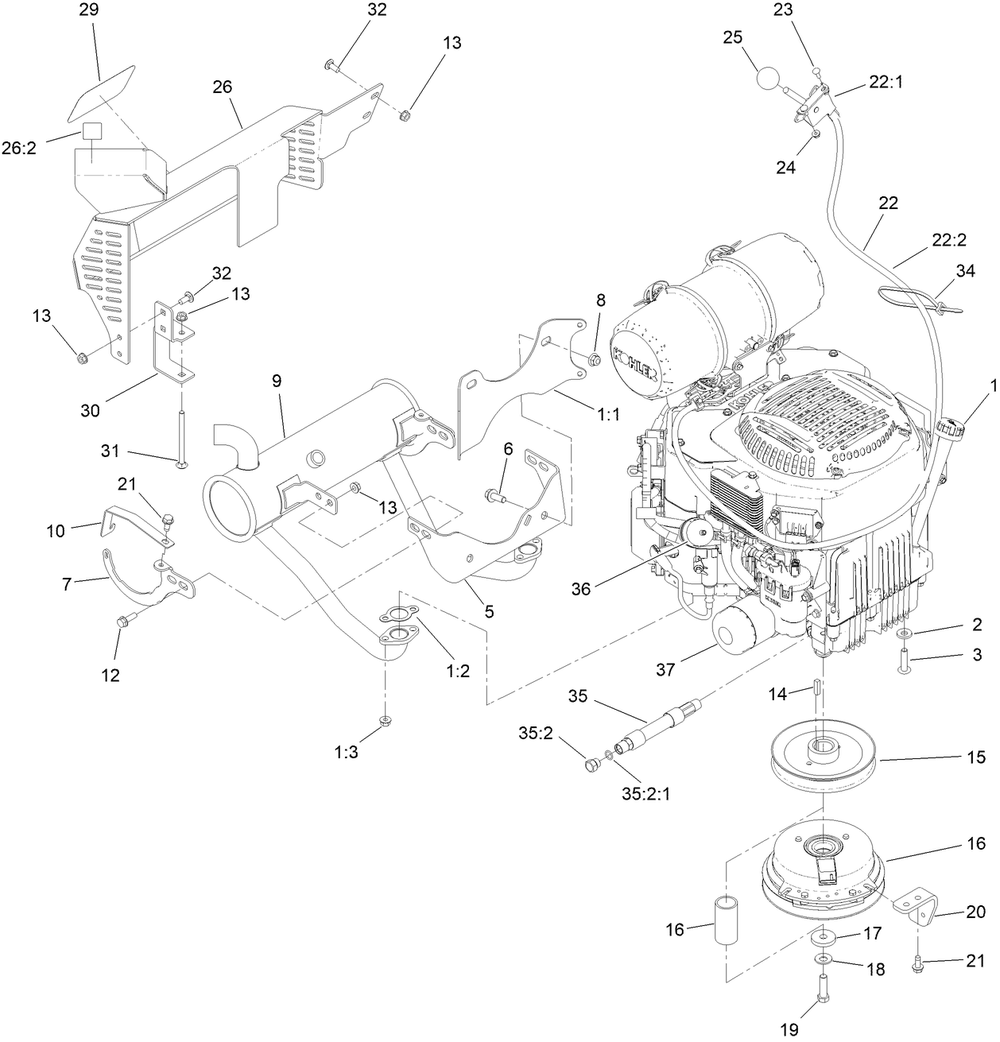Engine Assembly Diagram and Parts List for 72518 412900000 - 414699999 Toro Lawn Mower