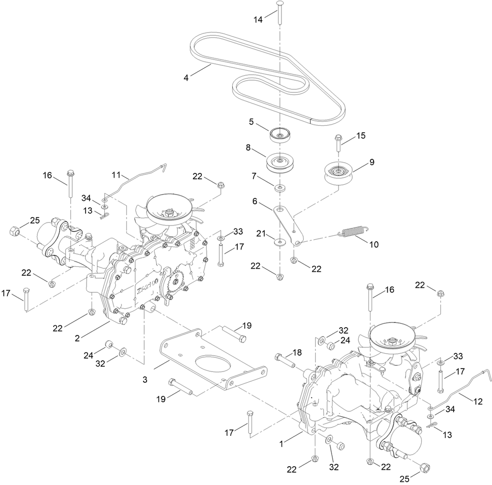 Traction Drive Assembly Diagram and Parts List for 75766TA 400000000 - 999999999 Toro Lawn Tractor