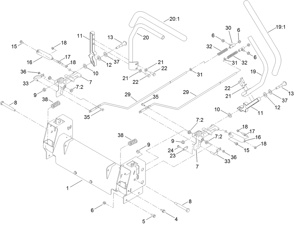 Motion Control Assembly Diagram and Parts List for 75305 409440000 - 411456237 Toro Lawn Tractor