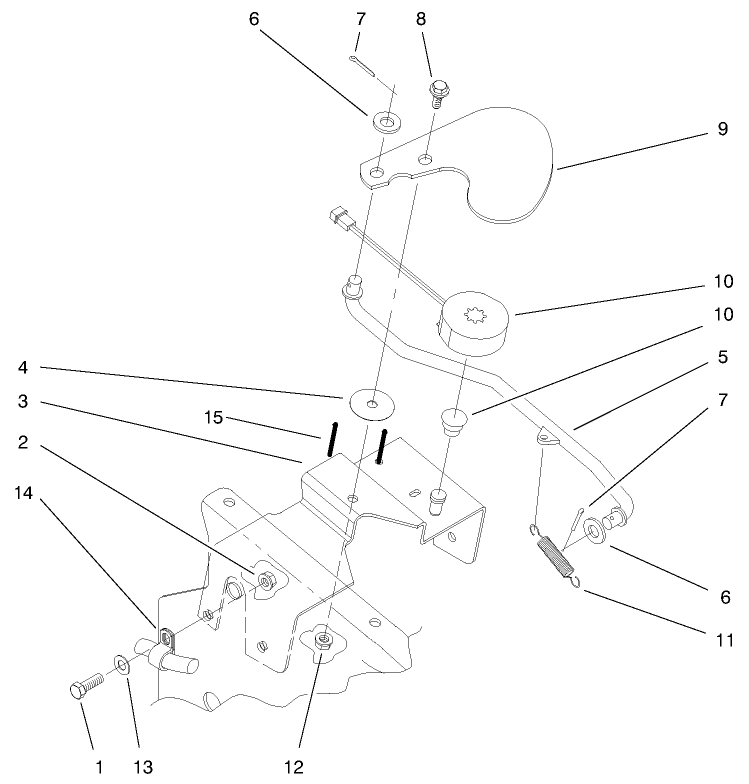 Cruise Control Assembly Diagram and Parts List for 73580 9900001 - 9999999 Toro Lawn Tractor