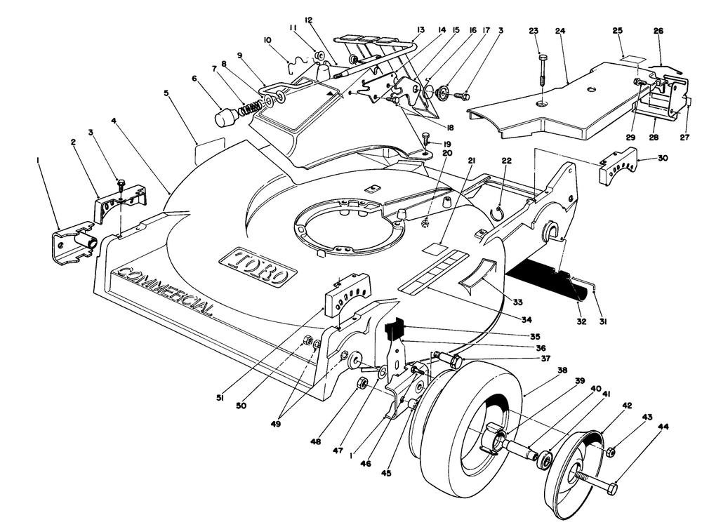 Housing Assembly (Model 22035) Diagram and Parts List for 22035 0000001 - 0999999 Toro Lawn Mower