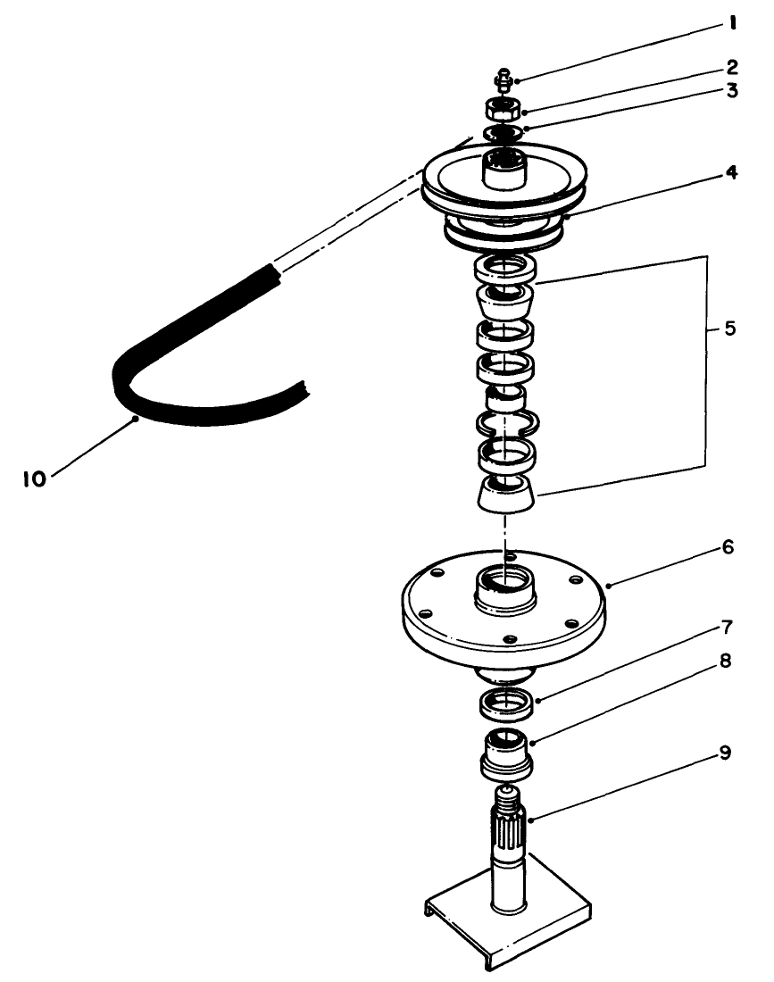 Drive Spindle No. 54-7781 Diagram and Parts List for 30136 9000001 - 9999999 Toro Lawn Mower