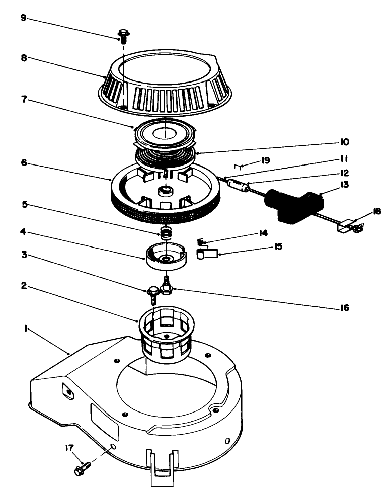 Recoil Assembly (Model No. 47pm1-1) Diagram and Parts List for 20321 2000001 - 2999999 Toro Lawn Mower
