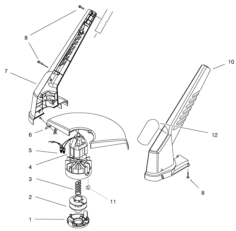 Motor & Housing Assembly Diagram and Parts List for 51332 99000001 - 99999999 Toro Trimmer