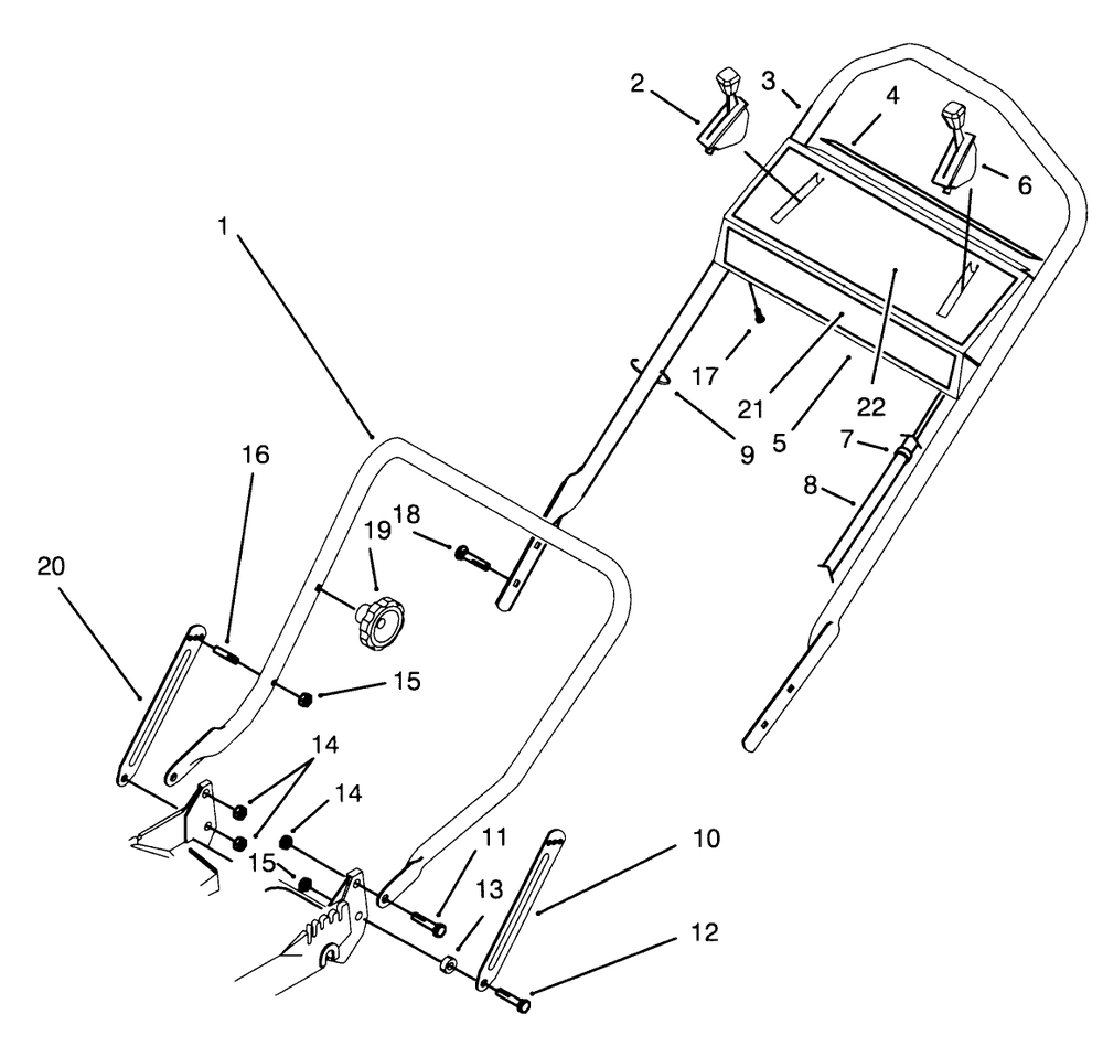 Handle Assembly Diagram and Parts List for 20764BC 49000001 - 49999999 Toro Lawn Mower