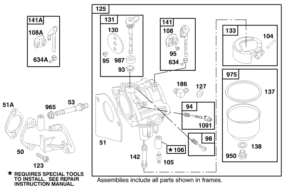 Engine Briggs & Stratton Model 28m707-1182-E1 Diagram and Parts List for 70082 8900001 - 8999999 Toro Lawn Tractor