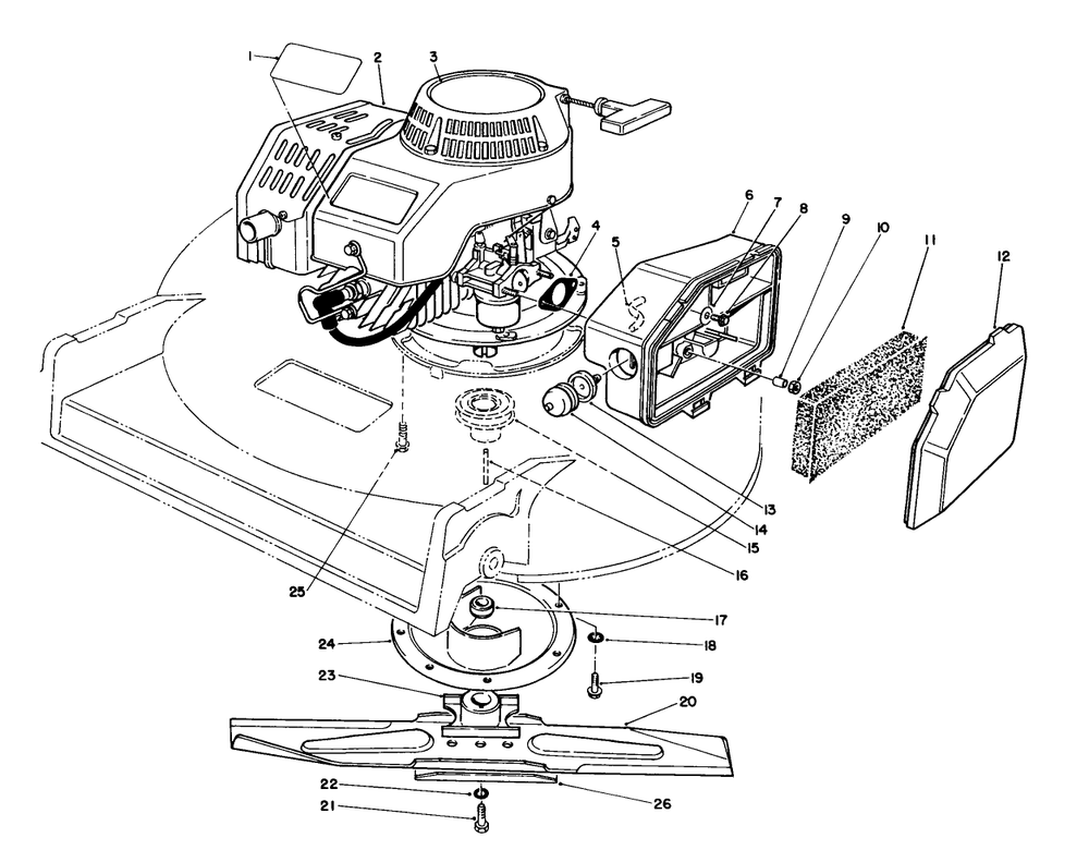 Engine Assembly Diagram and Parts List for 22037B 49000001 - 49999999 Toro Lawn Mower