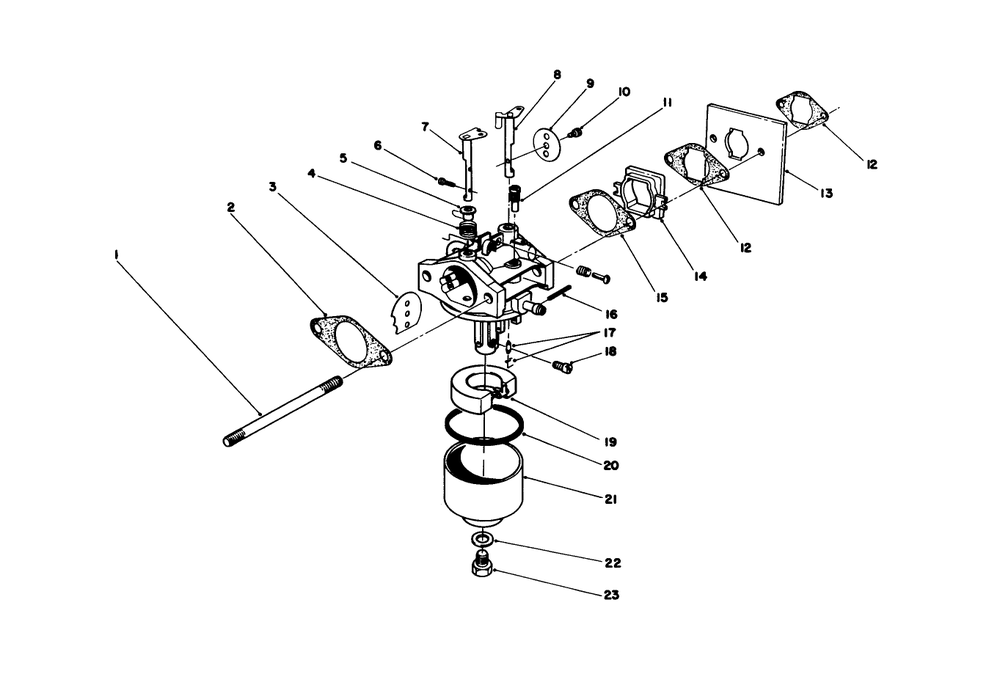 Carburetor Assembly Diagram and Parts List for 20745C 5000001 - 5999999 Toro Lawn Mower