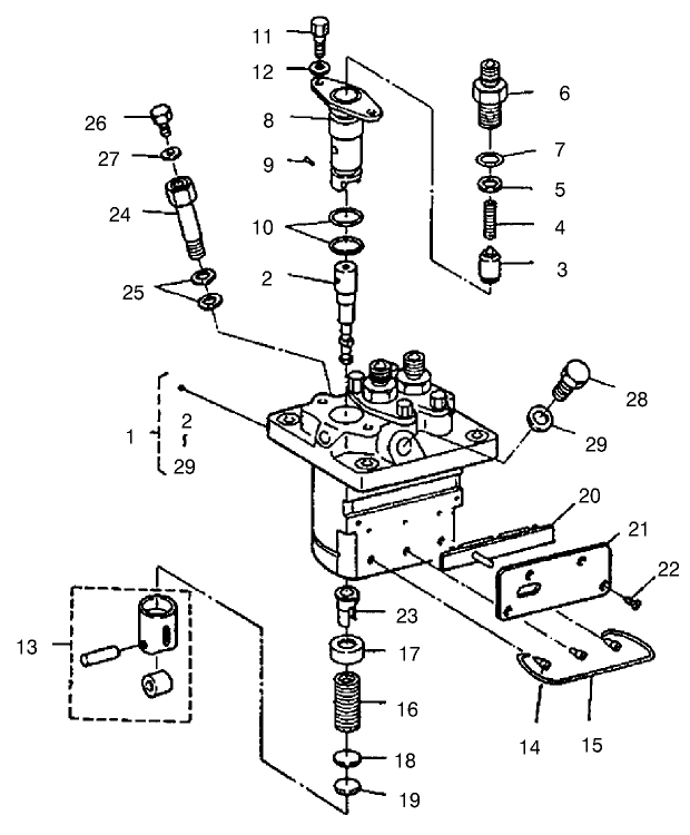 Injection Pump (Component Part) Assembly Diagram and Parts List for 22302 990001 - 999999 Toro Lawn Tractor Accessories