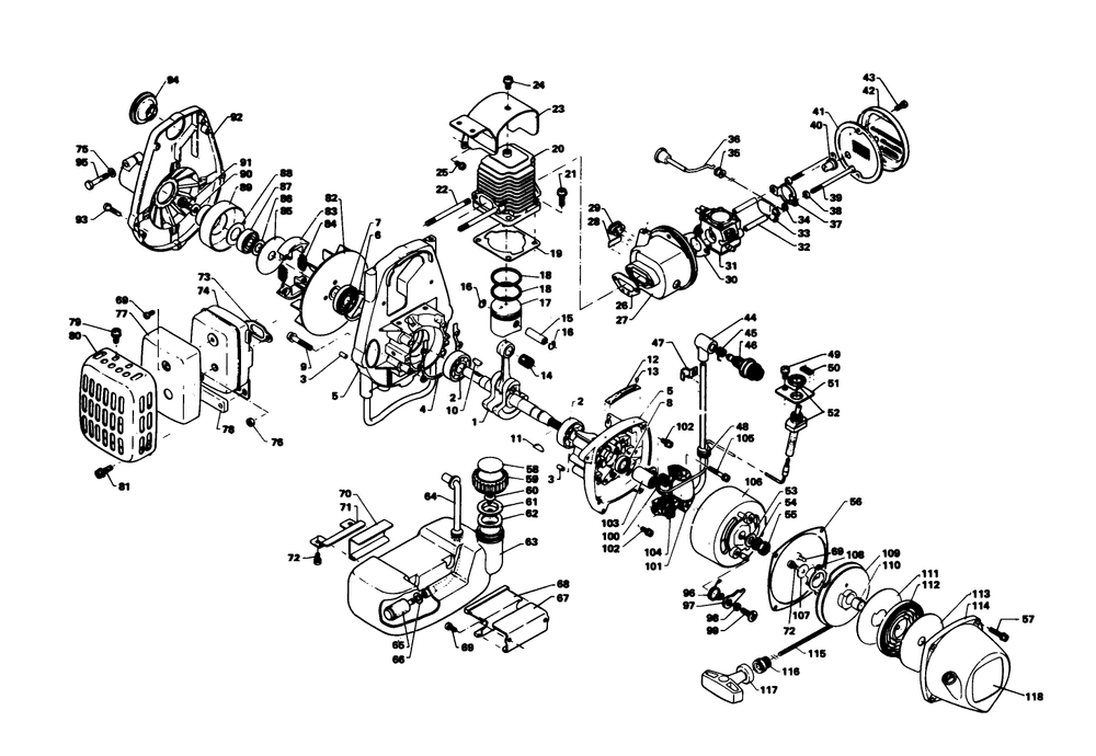 Engine Assembly Diagram and Parts List for 51700 9000001 - 9999999 Toro Trimmer