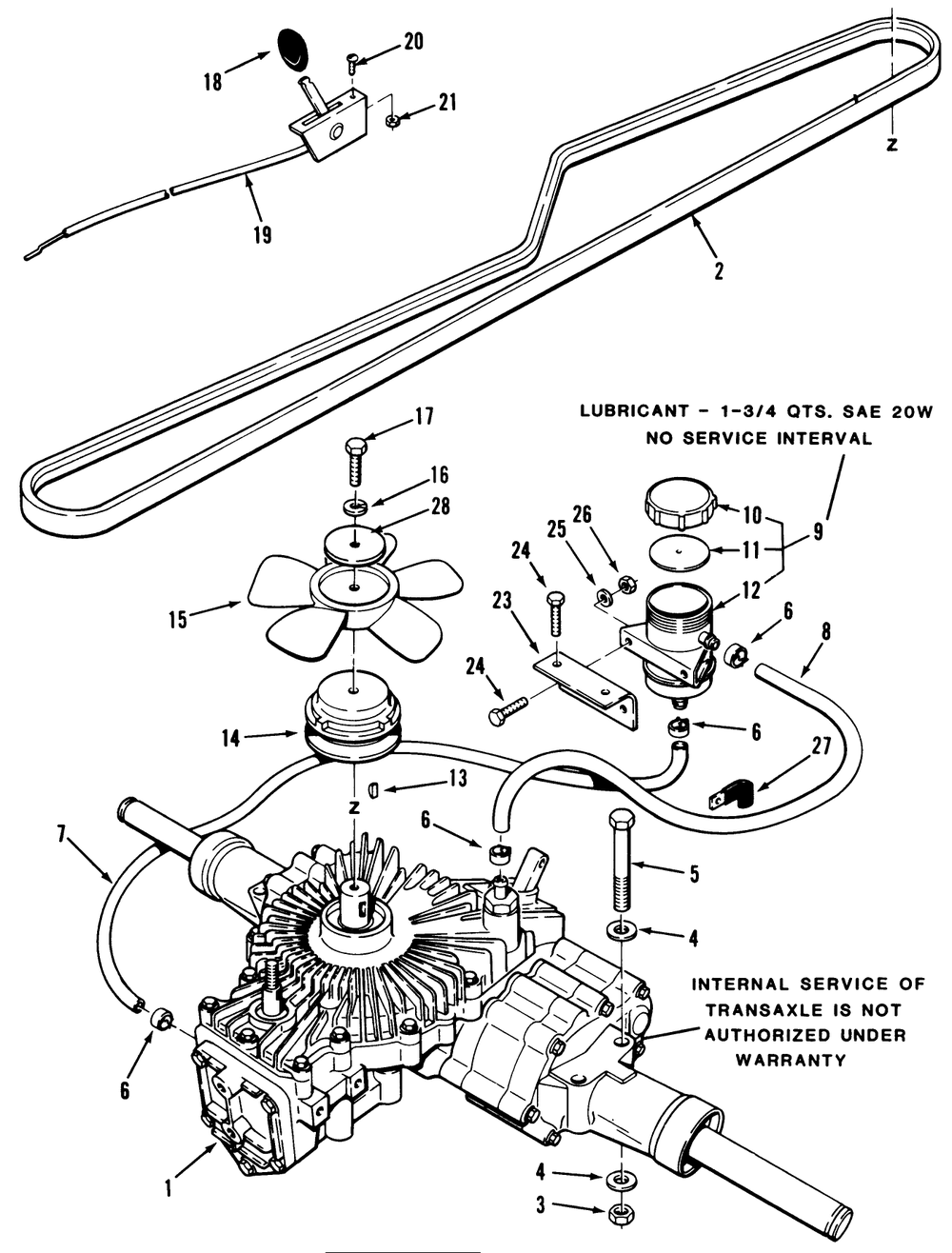 Hydrostatic Transaxle Diagram and Parts List for 32-120EA1 1000001 - 1999999 Toro Lawn Tractor