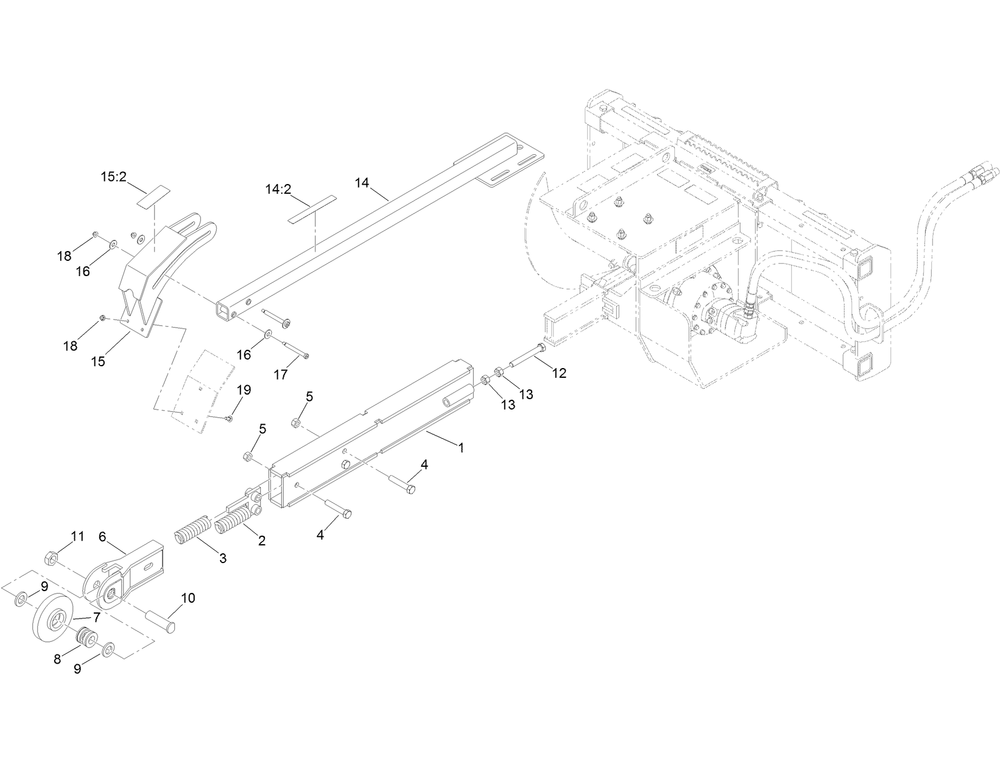 48 Inch Trencher Boom Assembly Diagram and Parts List for 22566  Toro Lawn Tractor Accessories
