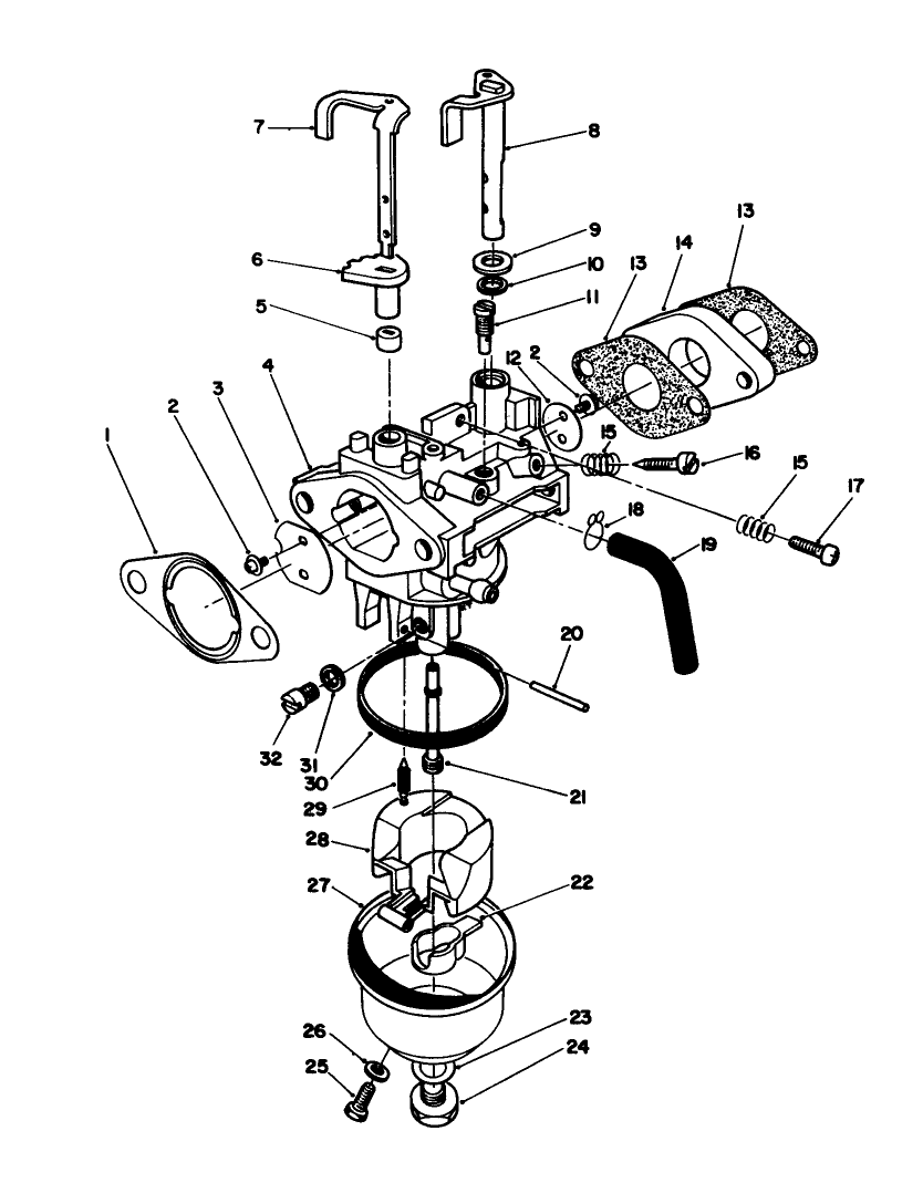 Carburetor Assembly (Engine Model No. Vmj8) Diagram and Parts List for 26624 0000001 - 0001101 Toro Lawn Mower