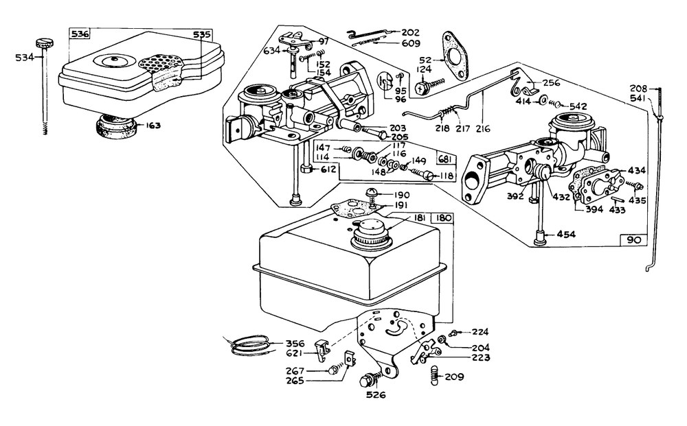 Carburetor Assembly Diagram and Parts List for 58210 2000001 - 2999999 Toro Tiller