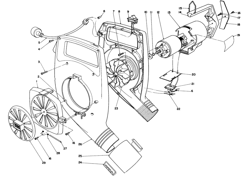 Blower Assebly Diagram and Parts List for 51530 4000001 - 4999999 Toro Leaf Blower / Vacuum