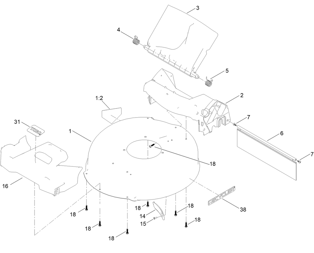 Housing Assembly Diagram and Parts List for 21323 400000000 - 999999999 Toro Lawn Mower