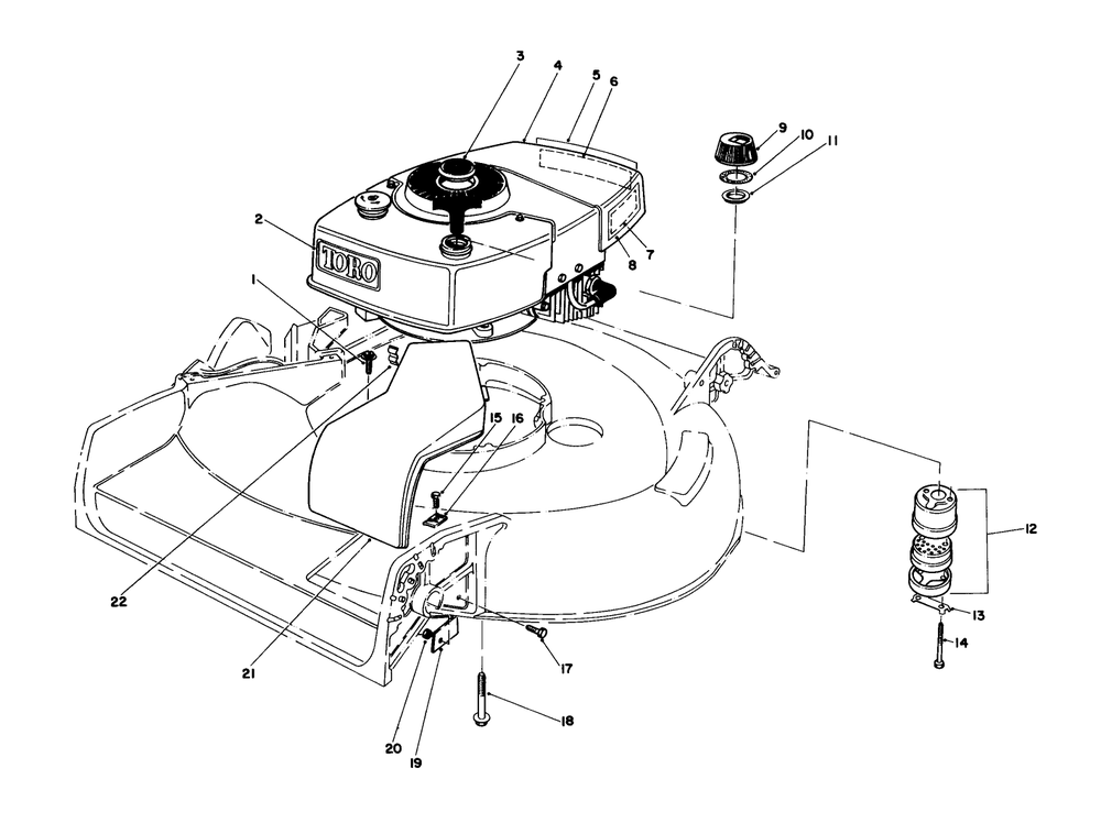 Engine Assembly Diagram and Parts List for 16299C 6000001 - 6999999 Toro Lawn Mower