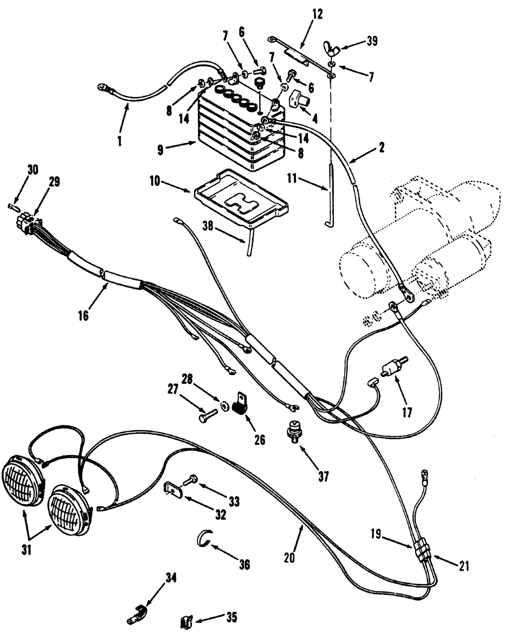 Electrical System Diagram and Parts List for 41-20OE03 2000001 - 2999999 Toro Lawn Tractor