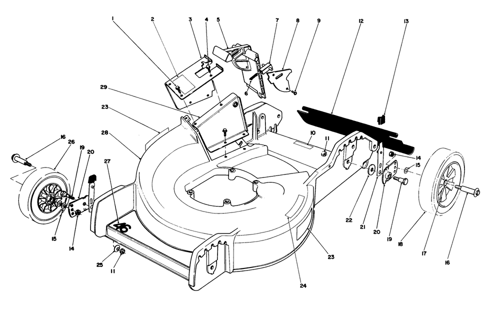 Housing Assembly Diagram and Parts List for 20780C 7000001 - 7999999 Toro Lawn Mower