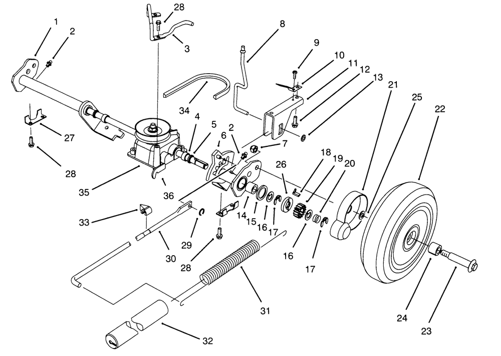 S.P. Rear Axle Assembly Diagram and Parts List for 20922BC 59000001 - 59999999 Toro Lawn Mower