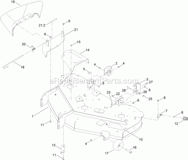 50 Inch Deck Assembly Diagram and Parts List for 74797 315000001-315999999 Toro Lawn Mower