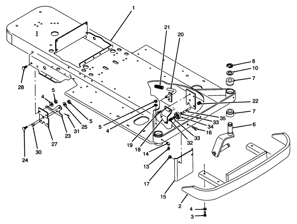Frame & Front Wheel Fork Assembly Diagram and Parts List for Y1-20OE03 2000001 - 2999999 Toro Lawn Tractor