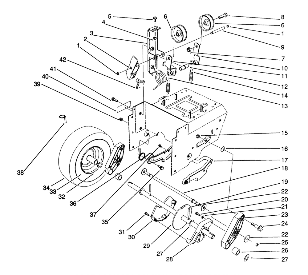 Traction Drive Assembly Diagram and Parts List for 38574 1000001 - 1999999 Toro Snow Blower
