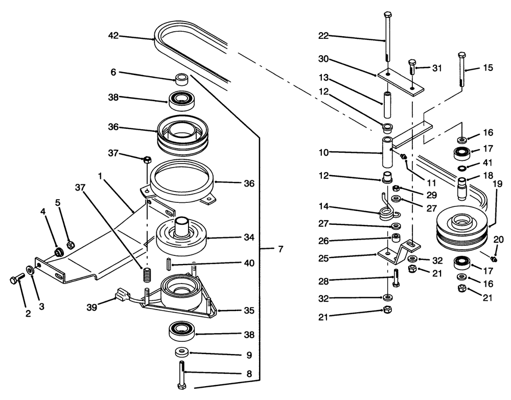 Pto Electric Clutch & Drive Assembly Diagram and Parts List for Y1-20OE03 2000001 - 2999999 Toro Lawn Tractor