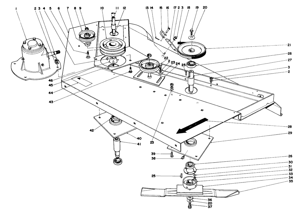Cutter Deck And- Shaft Assembly Diagram and Parts List for 30773 30001 - 30569 Toro Lawn Tractor Accessories