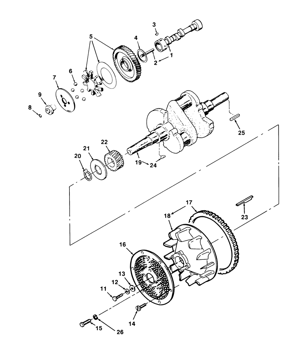 Crankshaft, Camshaft And Flywheel Diagram and Parts List for 74140 39000001 - 39999999 Toro Lawn Tractor
