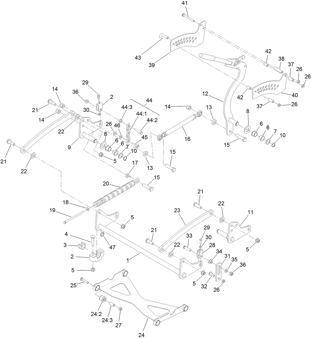 Deck Lift Assembly Diagram and Parts List for 79505 400000000-402884999 Toro Lawn Mower