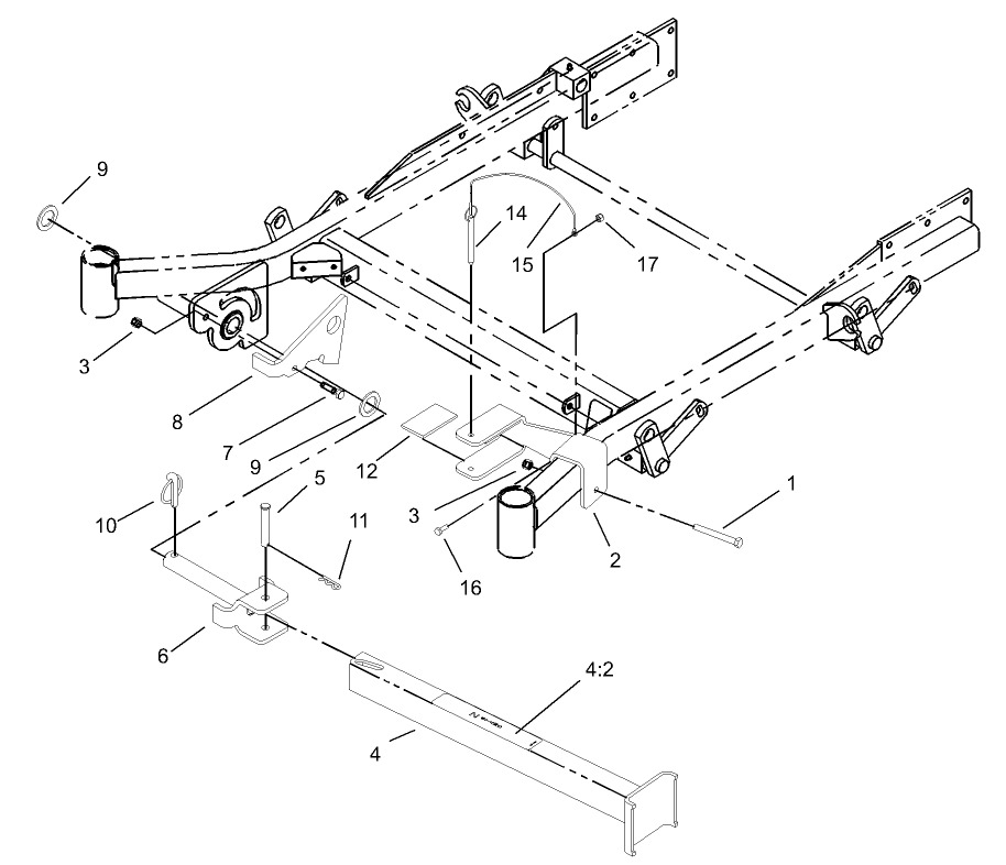 Z Stand Assembly Diagram and Parts List for 74214 (230006001-230999999)(2003) Toro Lawn Mower