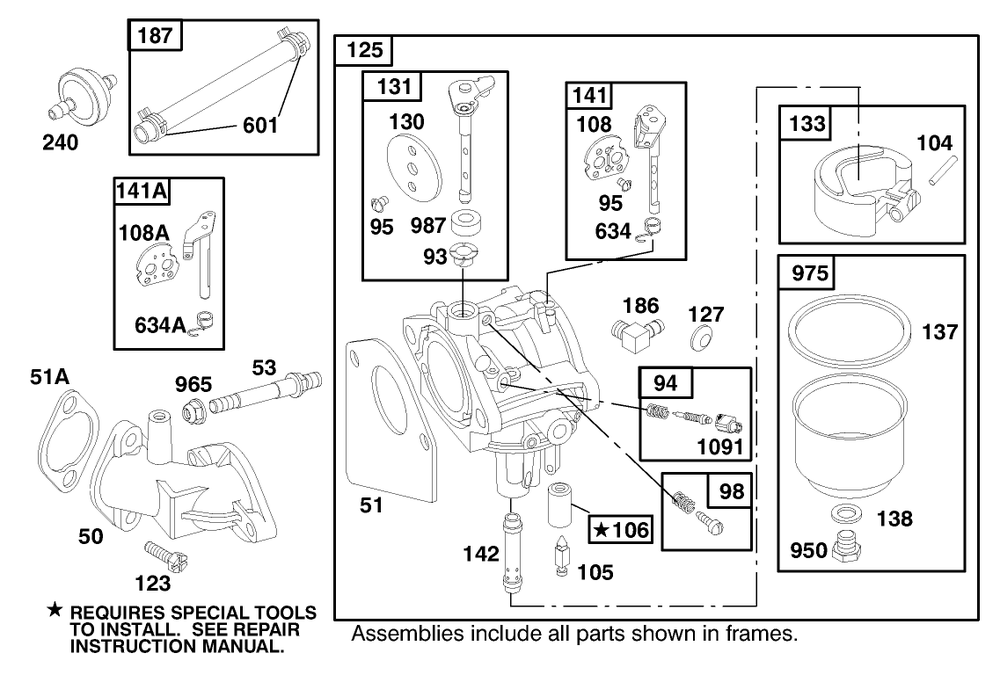Engine Briggs & Stratton Model 28m707-1122-E1 Diagram and Parts List for 71208 8900001 - 8999999 Toro Lawn Tractor