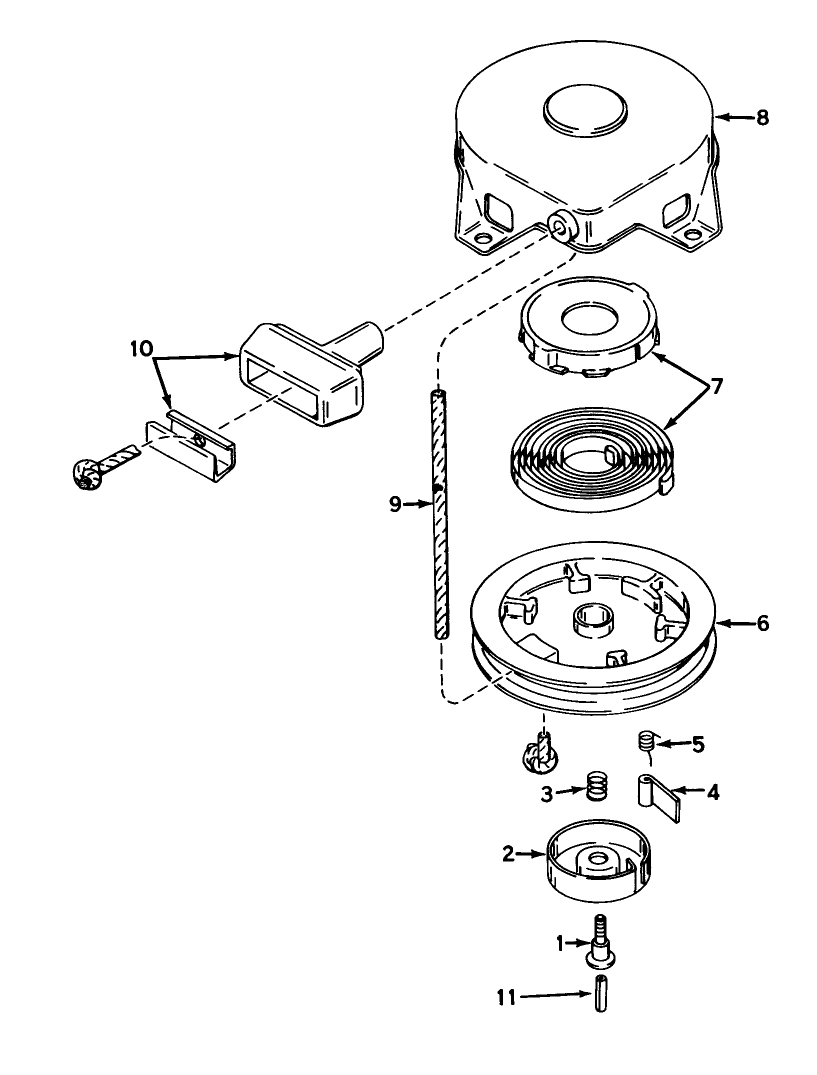 Rewind Starter No. 590420 Diagram and Parts List for 56125 3000001 - 3999999 Toro Lawn Tractor