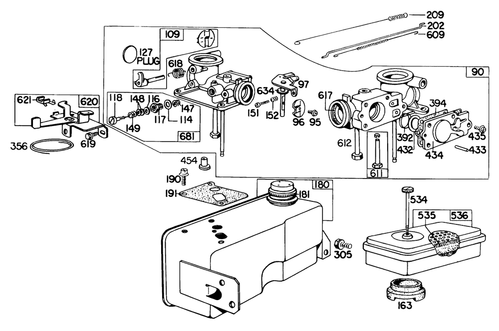 Briggs & Stratton Carburetor Assembly Model 299448 Diagram and Parts List for 23177 7000001 - 7999999 Toro Lawn Mower